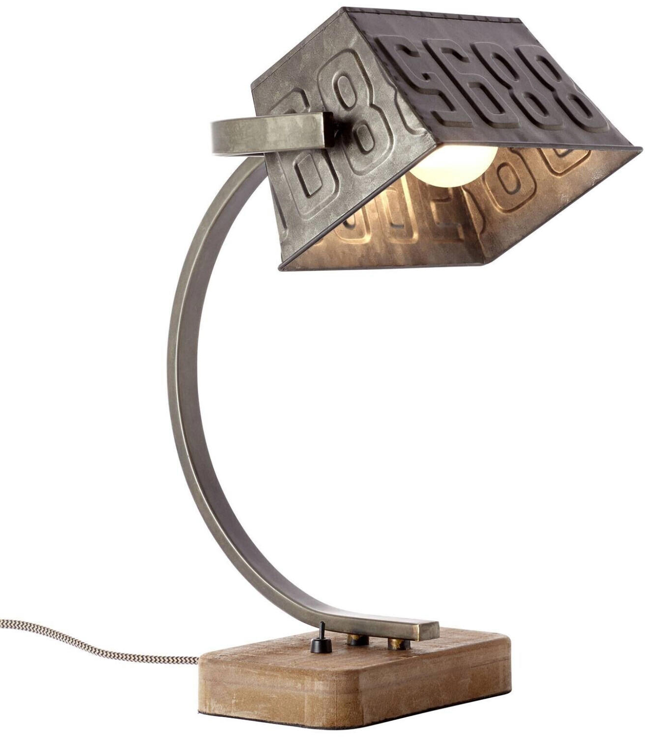 Brilliant Drake metal table lamp with wooden base