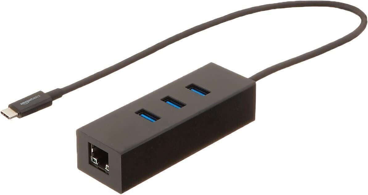 AmazonBasics 3 Port USB 3.0-C Hub Gigabit Ethernet (L6LUD001-CS-R)