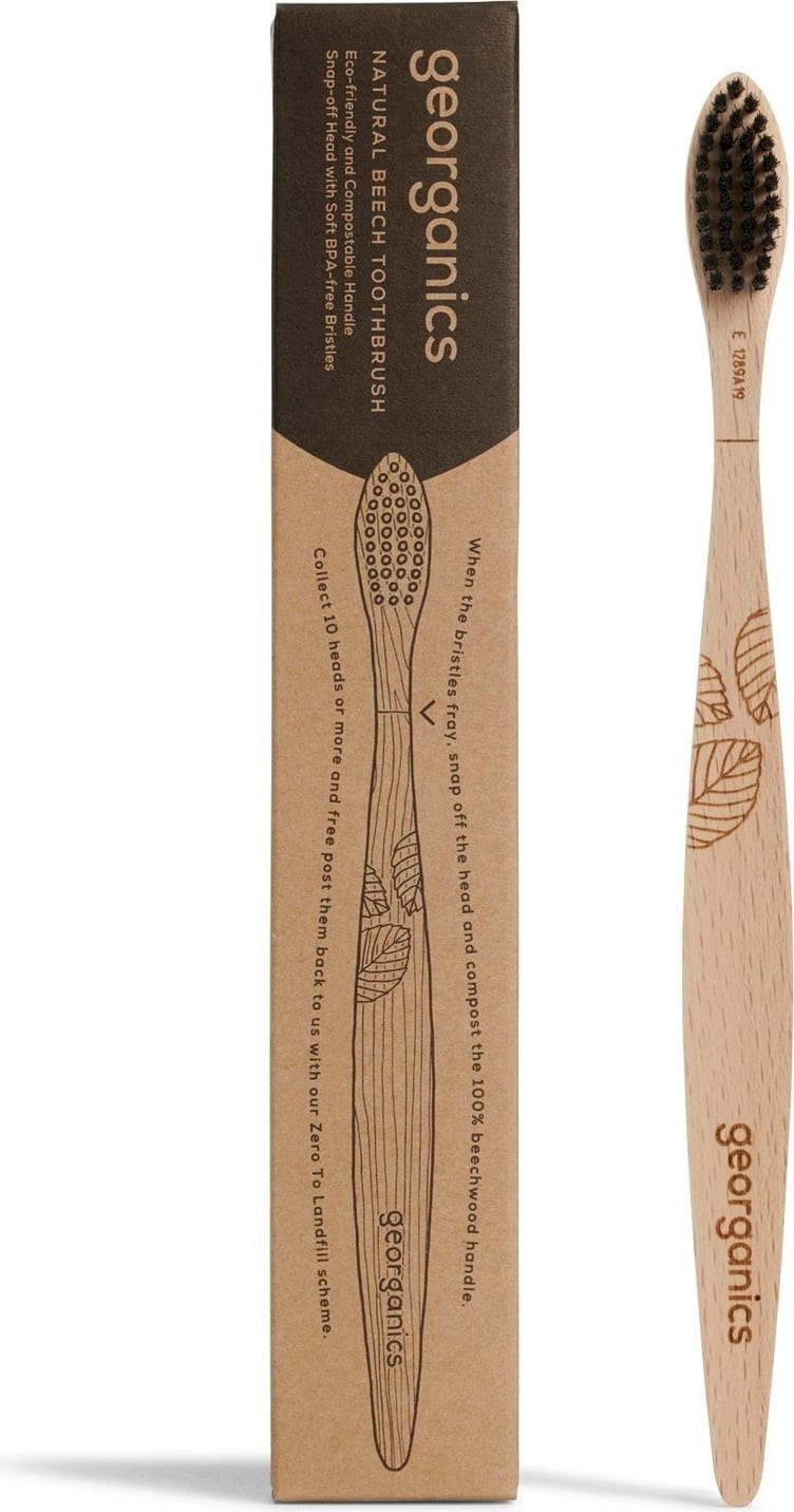 Georganics Natural Beech Toothbrush Charcoal Soft Bristles (1 pcs)