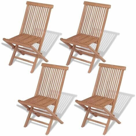 vidaXL Solid Teak Folding Garden Chairs