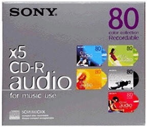 Sony CD-R Audio 700MB 80min Color Mix 5pk Jewel Case