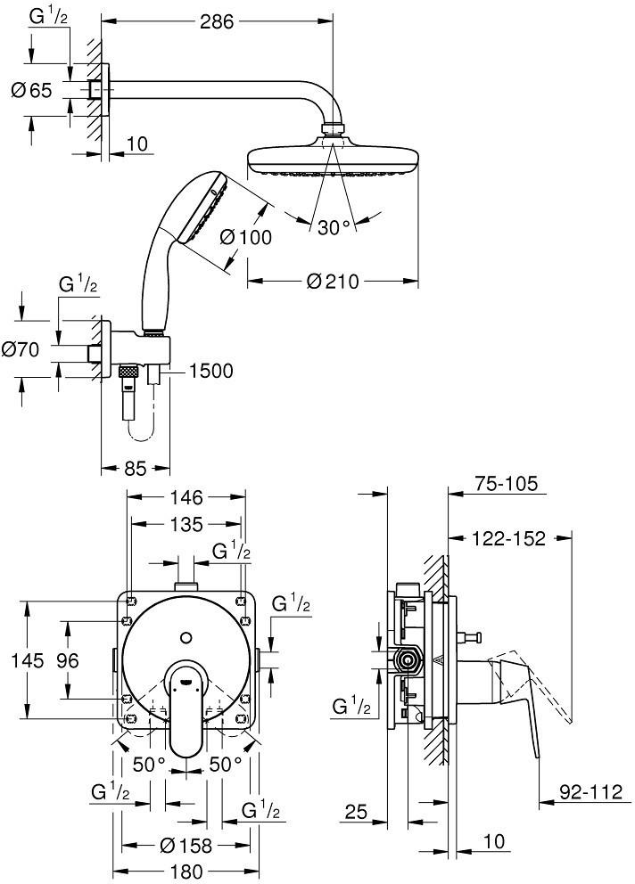 GROHE Eurosmart Cosmopolitan Tempesta 210 (25219001)