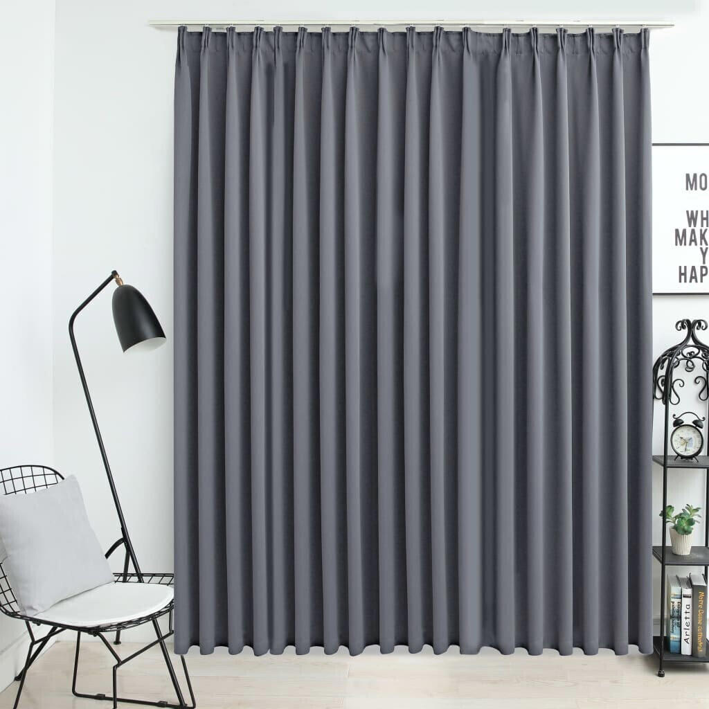 vidaXL Blackout curtain with hooks gray 290 x 245 cm (134433)