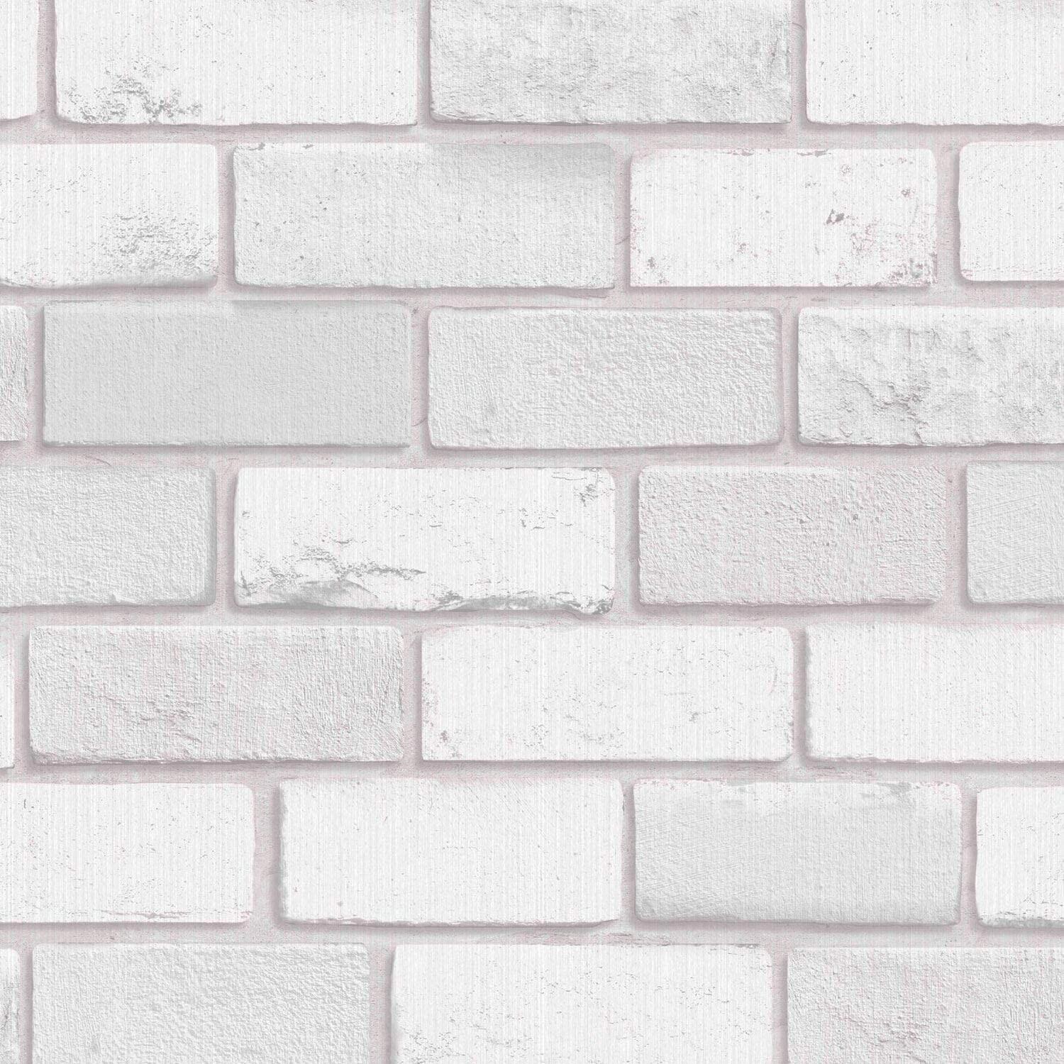 Arthouse 902009 White Diamond Wallpaper 902009-Vinyl Glitter Faux Brick Wall