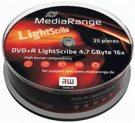 MediaRange DVD+R 4,7GB 120min 16x LightScribe 25pk Spindle