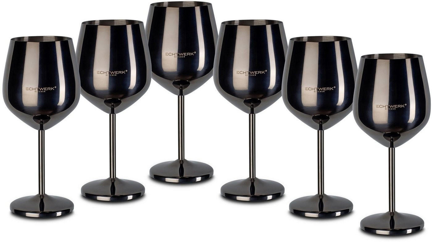 Echtwerk Wine glass (6 pcs), stainless steel, PVD coating, black