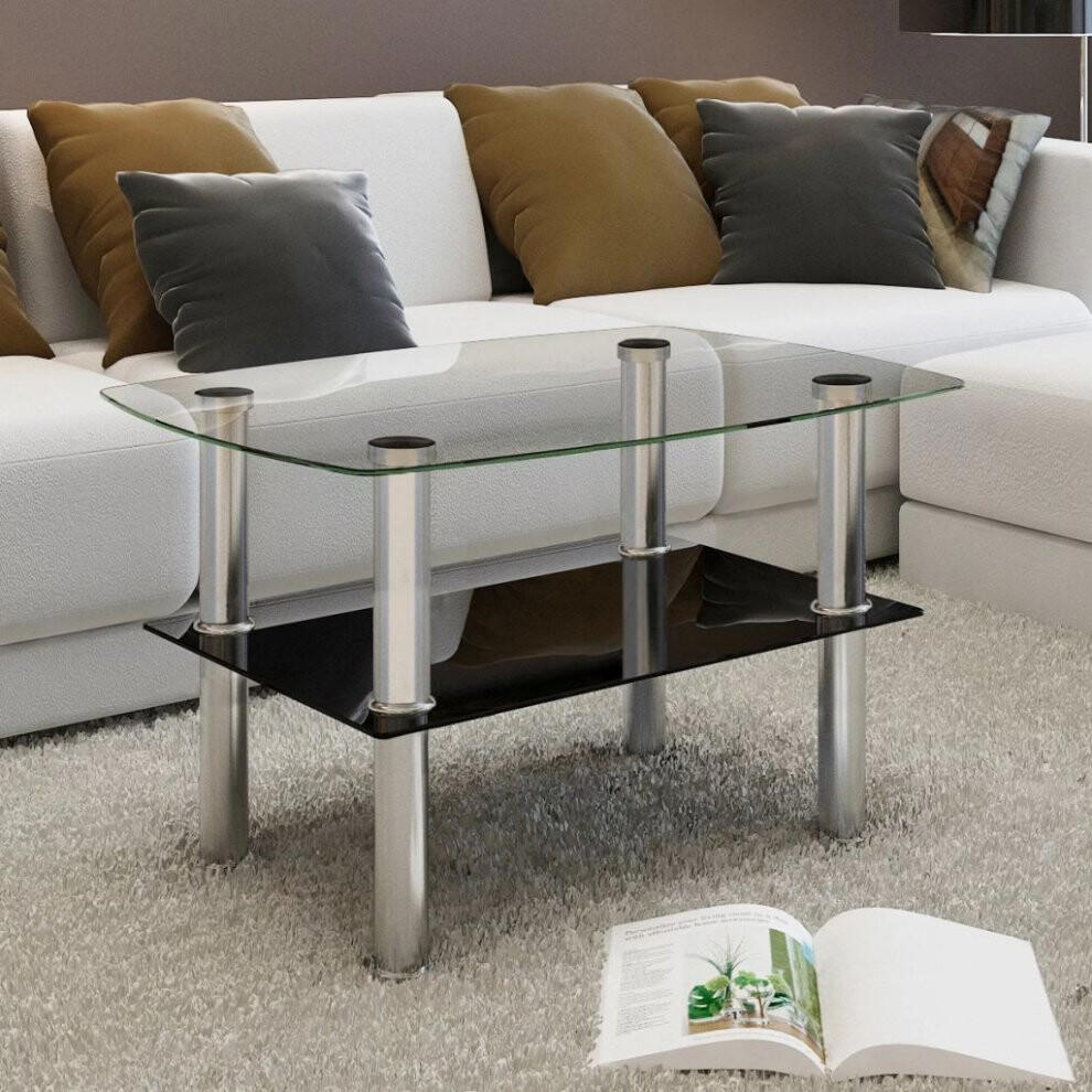 vidaXL Coffee Table Glass 2 Tiers