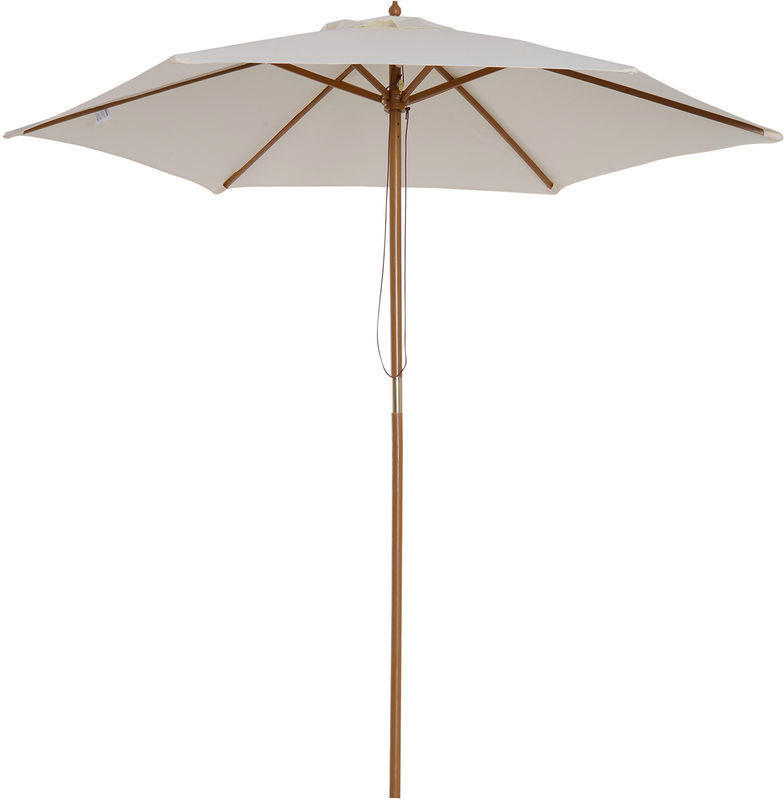 Outsunny Wooden Garden Parasol Cream 2.5m