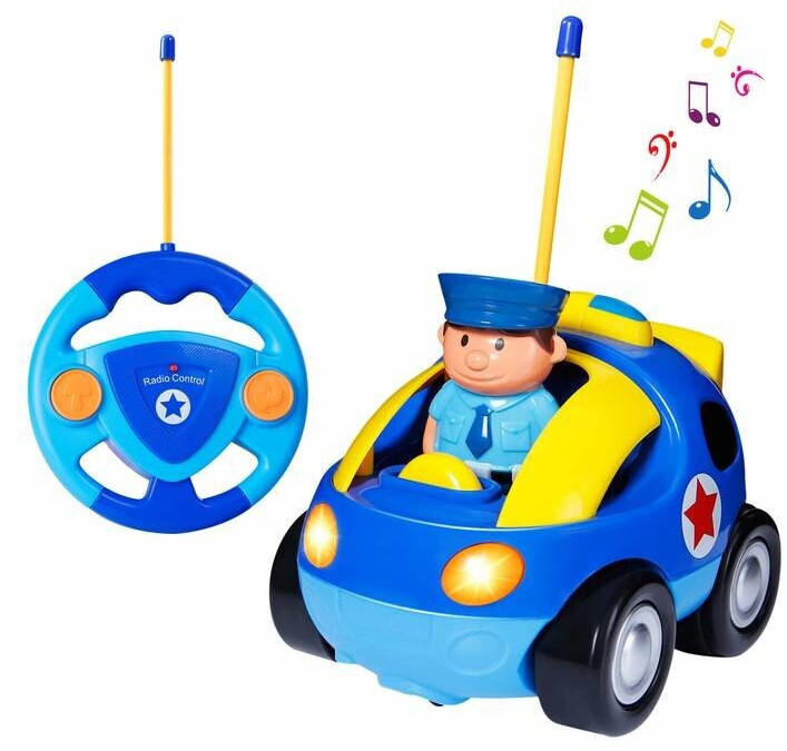 SGILE Remote Control Cartoon Police Car Blue