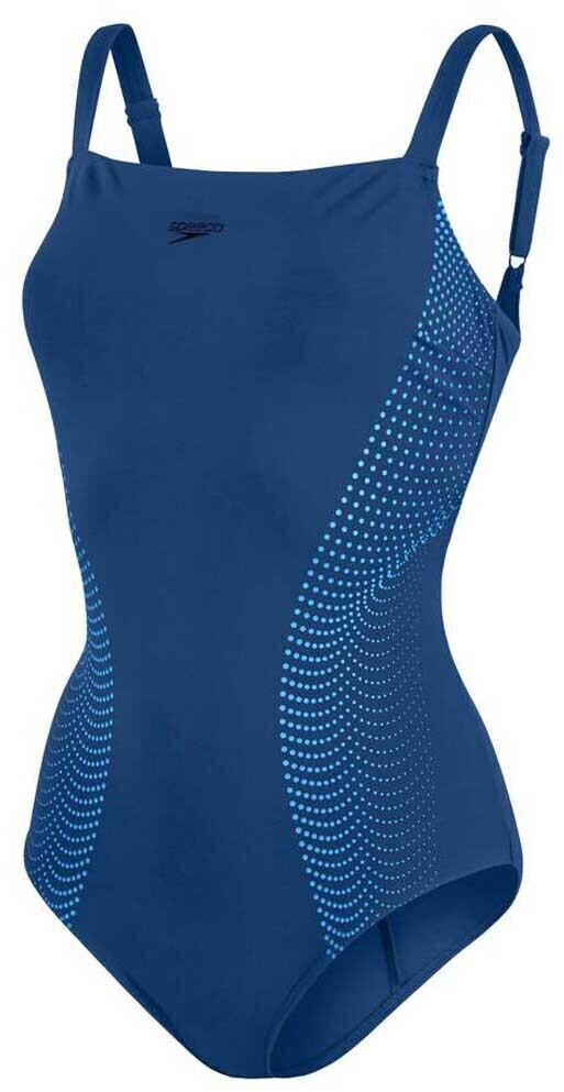 Speedo Shaping Crystallux Printed Mastectomy Pocketing Swimsuit (8-00306915110) blue