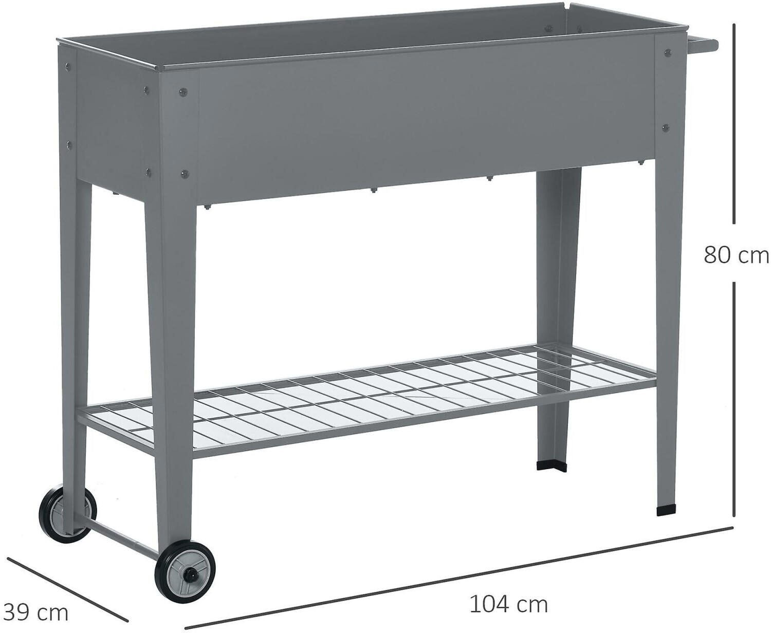 Outsunny Metal Raised Garden Bed on Wheels (104 x 39 x 80cm)