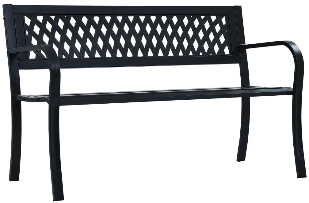 vidaXL Garden Bench in Black Steel 125 cm