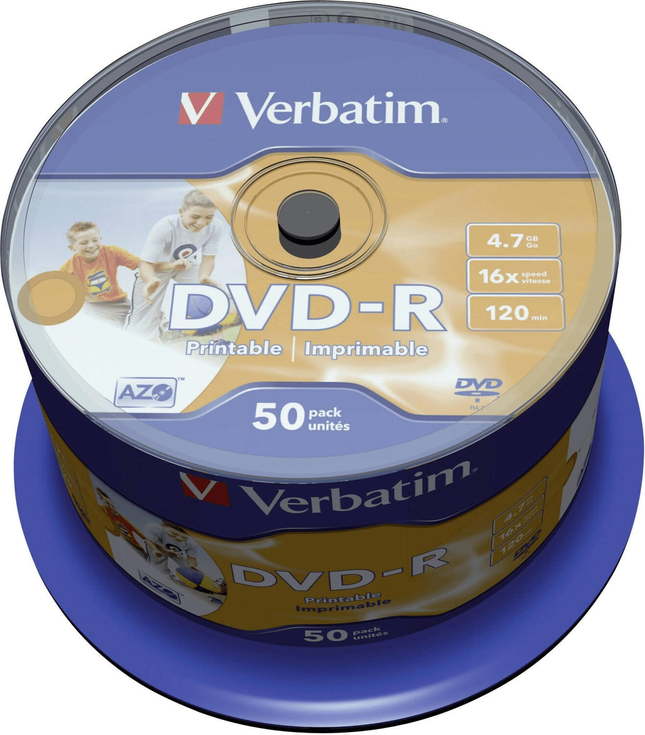 Verbatim DVD-R 4,7GB 16x Wide Inkjet Printable No ID Brand printable 50pk Spindle