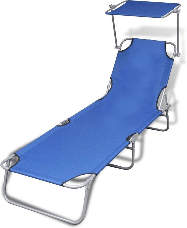 vidaXL Outdoor Foldable Sunbed with Canopy 189 x 58 x 27 cm