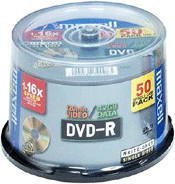 Maxell DVD-R 4.7GB 120min 16x printable 50pk Spindle